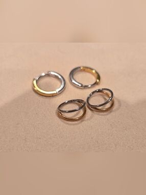 Mixed Metal Hoop Earrings — Silver & Gold